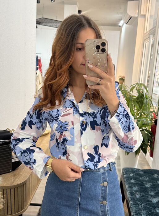 CAMISA PADRÃO FLORAL - ROSA