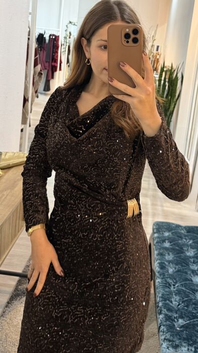VESTIDO GLAMOUR - CASTANHO