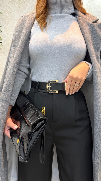CALÇA ALFAIATARIA COM CINTO LARGO - PRETO