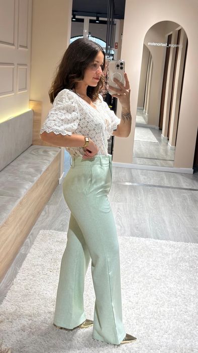 CALÇA EFEITO LINHO - VERDE MENTA