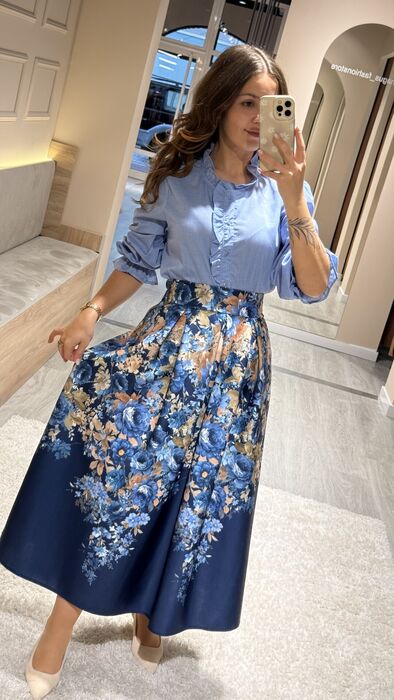 SAIA FLORAL - AZUL MARINHO