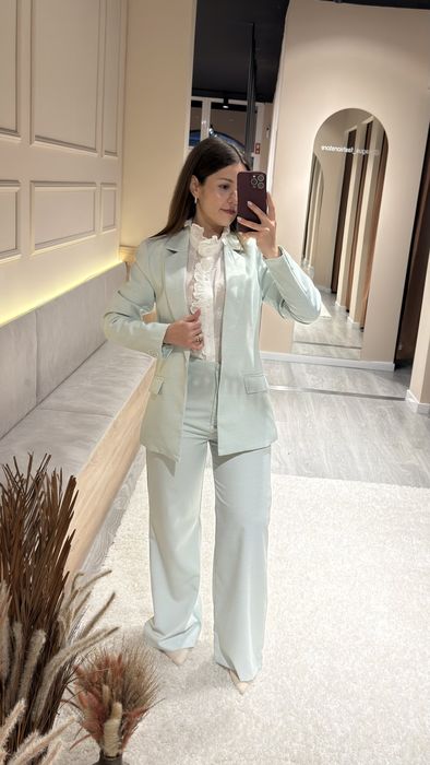 BLAZER ESTRUTURADO EFEITO LINHO - VERDE ÁGUA