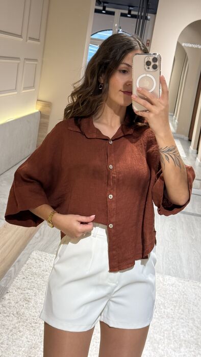 CAMISA DE LINHO - TERRACOTA