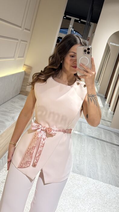 TOP FLUÍDO COM CINTO - ROSA