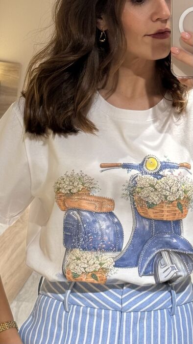 T-SHIRT VESPA - AZUL