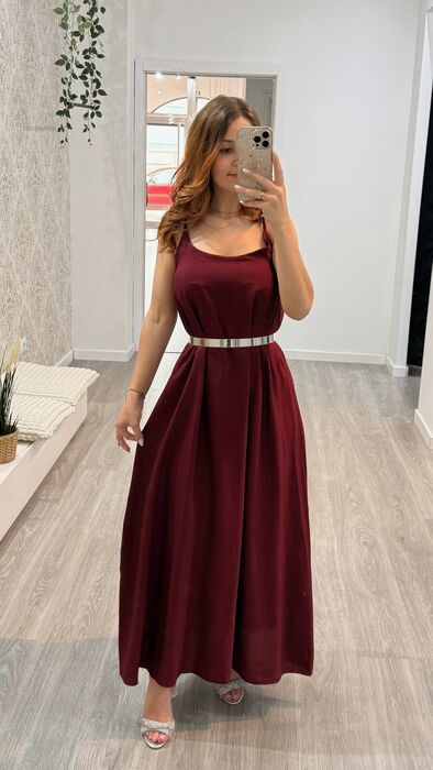 VESTIDO FLUÍDO DE ALÇAS - BORDEAUX