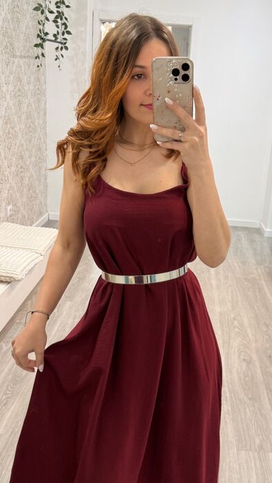 VESTIDO FLUÍDO DE ALÇAS - BORDEAUX