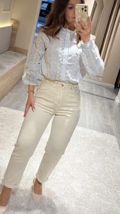 MOM JEANS EFEITO LEWIS - OFF WHITE