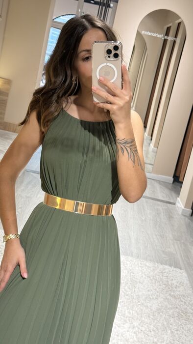 VESTIDO PLISSADO - VERDE