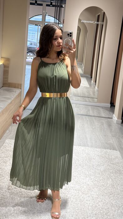 VESTIDO PLISSADO - VERDE