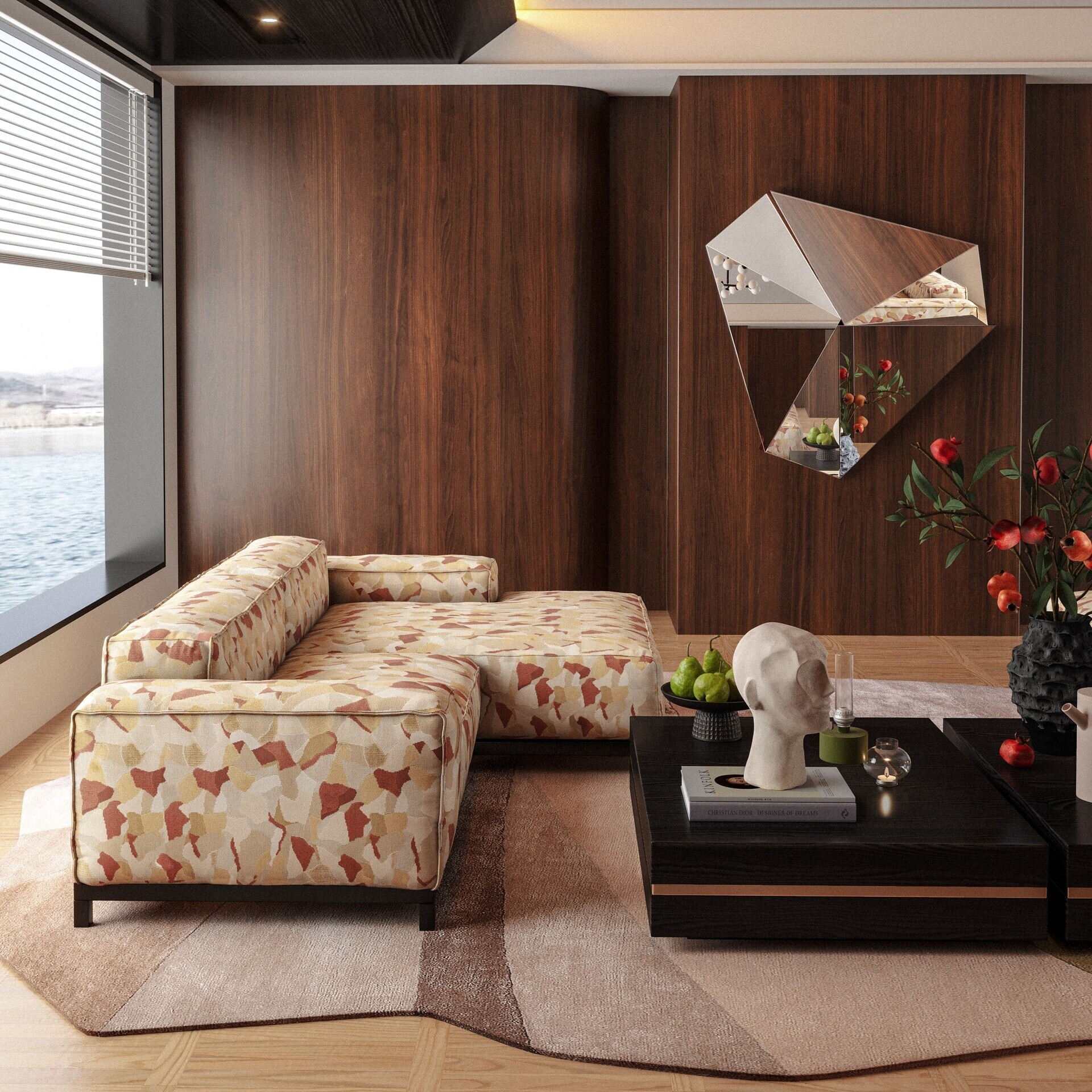MAMOA handcrafted designer sofa in a contemporary Portuguese living room setting.