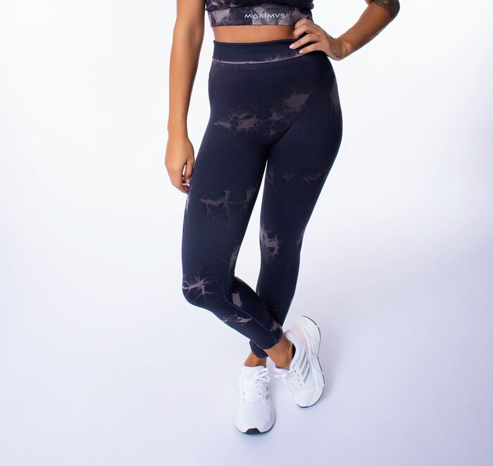 Legging de Cintura Alta Tie Dyed (Seamless) - Black/Gray