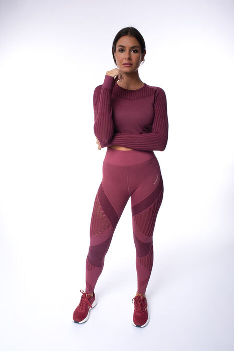 Crop Top de Manga Comprida Vibe (Seamless) - Bordeaux