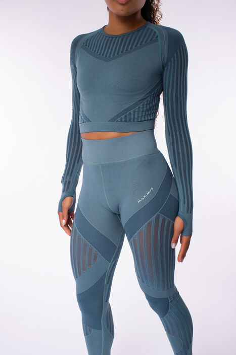 Crop Top de Manga Comprida Vibe (Seamless) - Eden Green