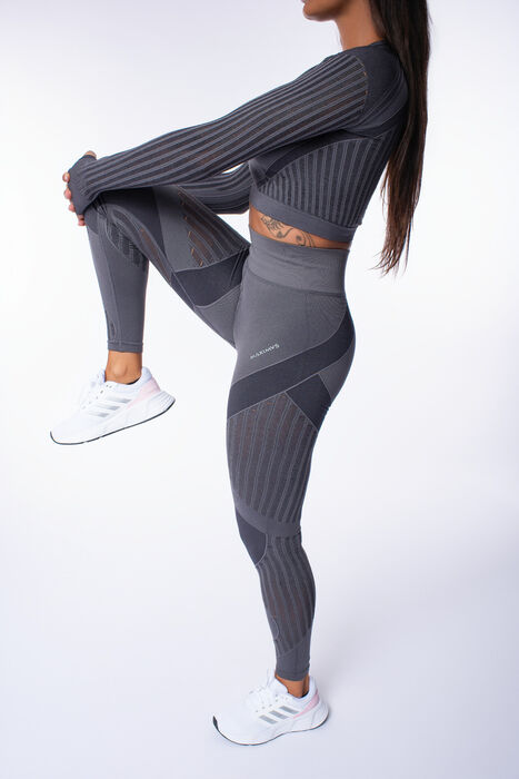 Legging de Cintura Média Vibe (Seamless) - Gray/ Black