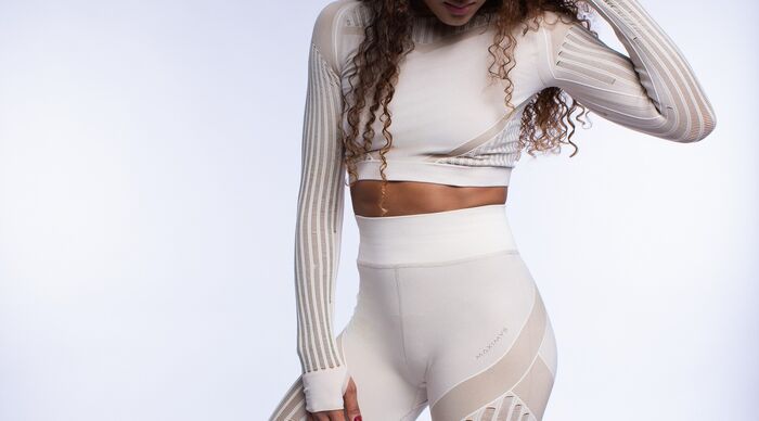 Crop Top de Manga Comprida Vibe (Seamless) - Cream