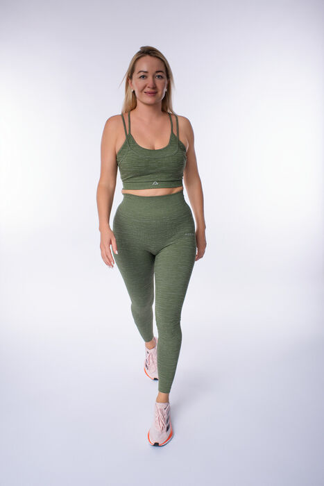 Legging de Cintura Média Yasmine SD (Seamless) - Green/White