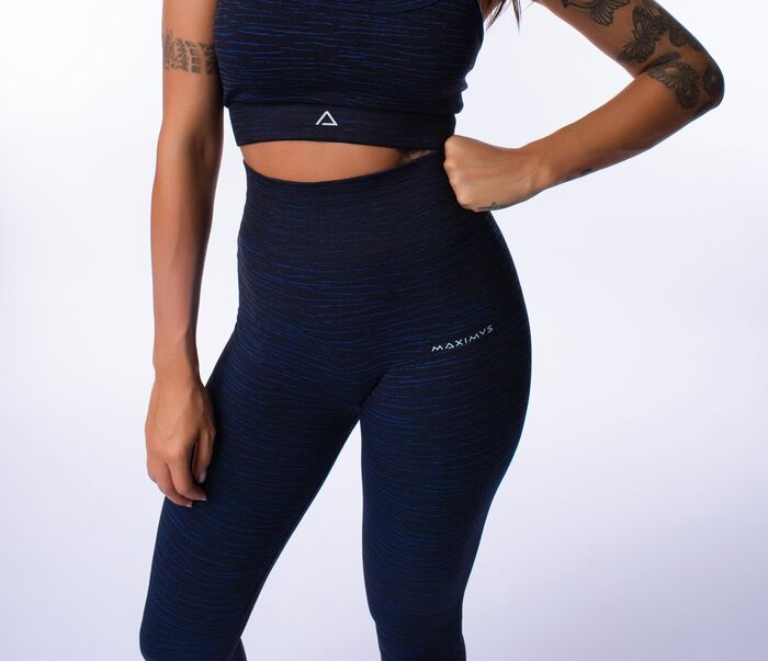 Legging de Cintura Média Yasmine SD (Seamless) - Black/ Navy