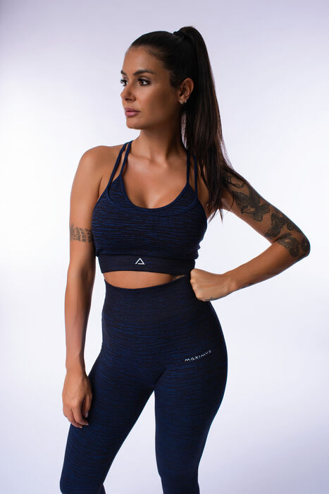 Legging de Cintura Média Yasmine SD (Seamless) - Black/ Navy