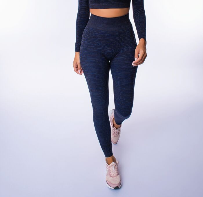 Legging de Cintura Média Yasmine CR (Seamless) - Black/Navy