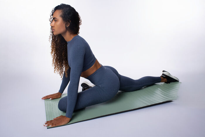 Legging de Cintura Média Yasmine CR (Seamless) - Blue/White