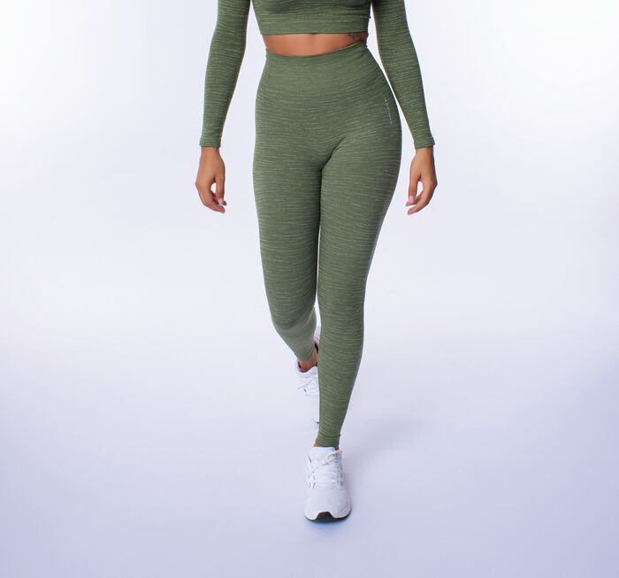 Legging de Cintura Média Yasmine CR (Seamless) - Green/White
