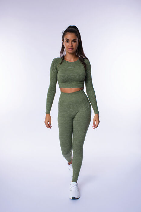 Legging de Cintura Média Yasmine CR (Seamless) - Green/White