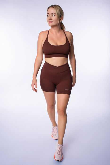 Calção Curto de Cintura Média Sculpt (Seamless) - Brown