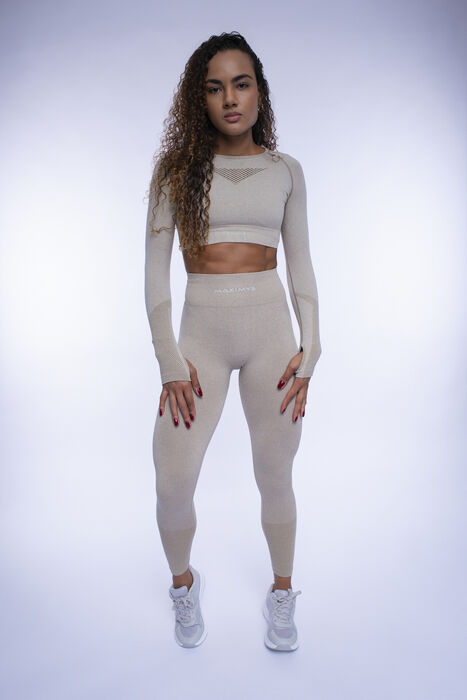 Legging de Cintura Média Grace (Seamless) - Sand