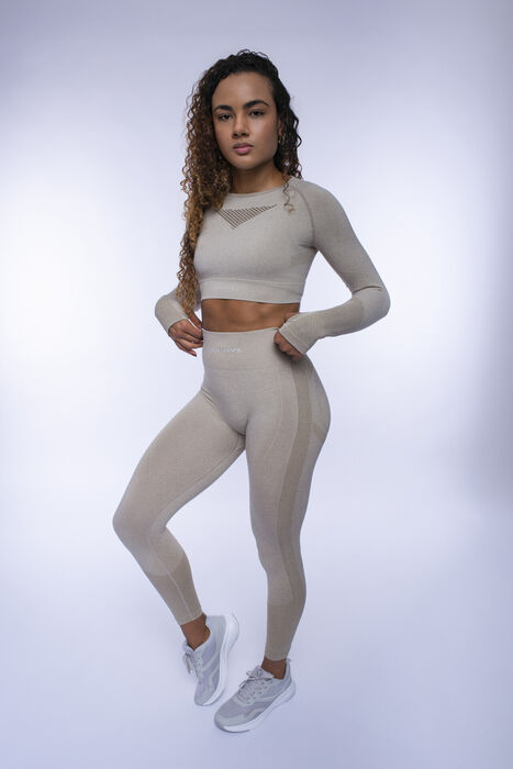Crop Top de Manga Comprida Grace (Seamless) - Sand