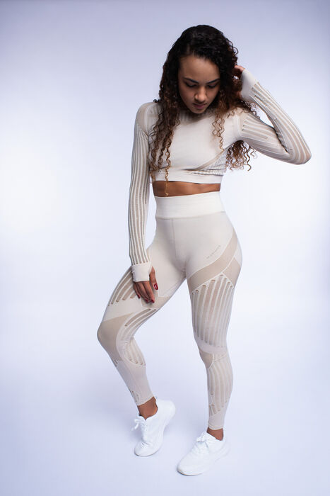 Crop Top de Manga Comprida Vibe (Seamless) - Cream