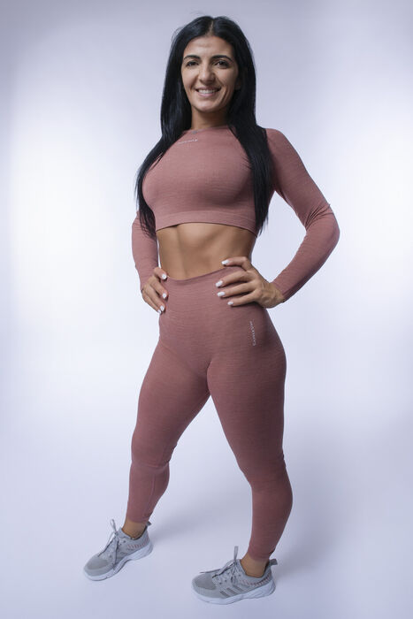 Legging de Cintura Média Yasmine CR (Seamless) - Brown/White