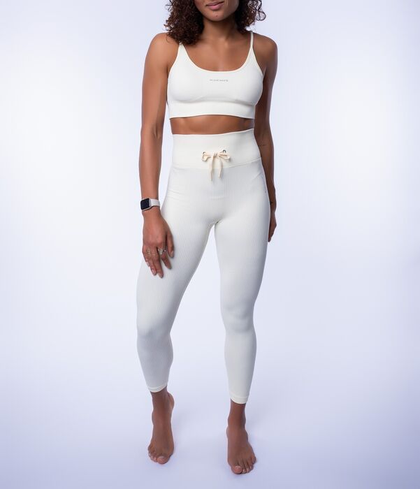 Legging de Cintura Média Essential (Seamless) - Cream com Cordao 