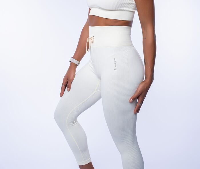 Legging de Cintura Média Essential (Seamless) - Cream com Cordao 