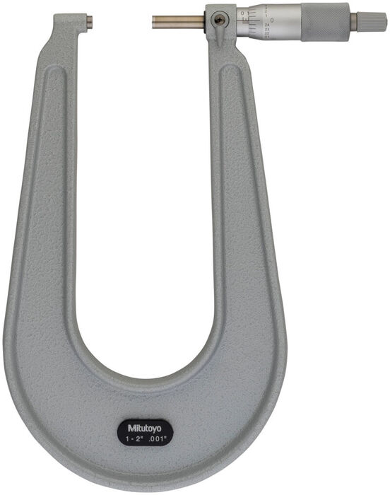 118-112 - Micrómetro -Chapa Metálica 1-2", Flat Anvil/Spindle, 6" Throat, Mitutoyo