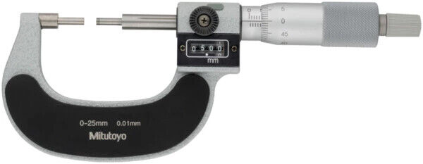 131-115 - Digit Spline Micrometer 0-25mm, 3mm,Measuring Face, Mitutoyo