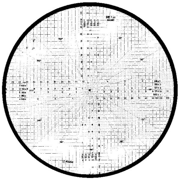 63AAA536 - Grid and protractor chart ø 300 mm,Overlay chart para measuring projector, Mitutoyo