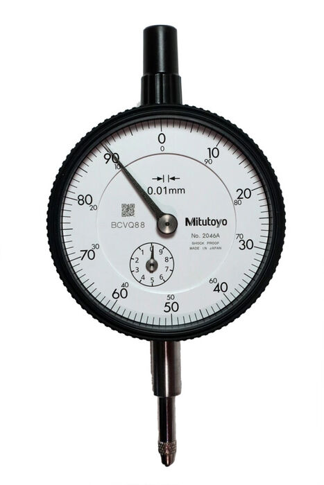 2046AB-09 - Comparador, Tampa lisa, Modelo ISO, Resistente ao choque, 0-10mm, 0,01mm, Mitutoyo
