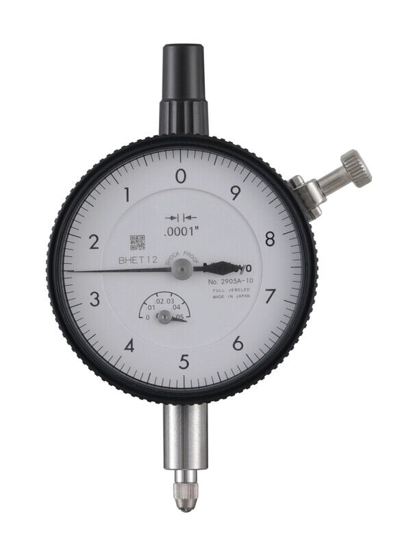 2905A-10 - Comparador, Tampa c/olhal, ANSI/AGD Type Reverse Dial Face, Jewelled Bearing, Shockproof, 0,05", 0,0001", Mitutoyo