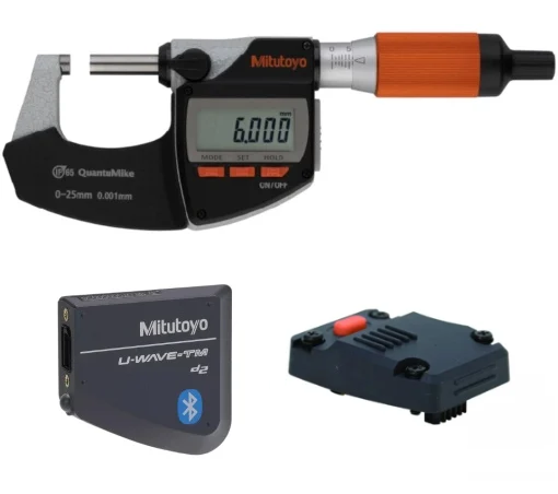 293-140-40-BT- Conjunto Micrómetro QuantuMike U-Wave Bluetooth (293-140-40 + 264-626 + 02AZF960) 0-25mm, 0.001mm, com saída de dados bidirecional, Mitutoyo