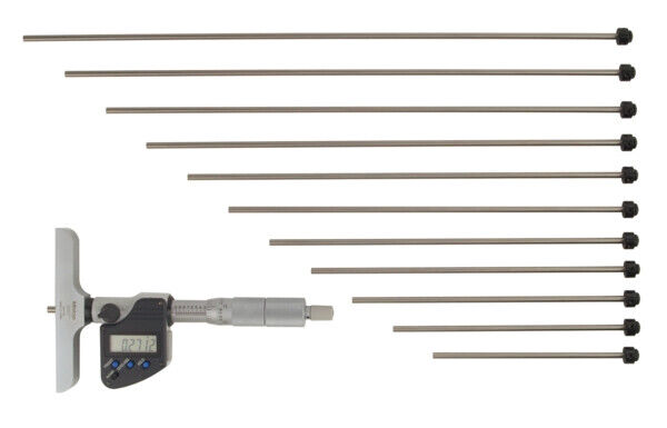 329-351-30 - Micrómetro Digimatic de Profundidade -varetas Intermutáveis Polegadas/Métrico, 0-12", incl. 12 Rods, Mitutoyo