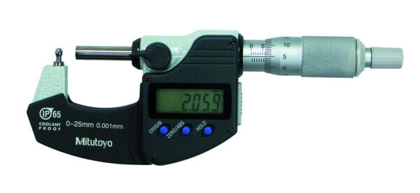 395-262-30 - Micrómetro Digimatic -Tubos Spherical Anvil Flat Spindle, 0-25mm, Mitutoyo