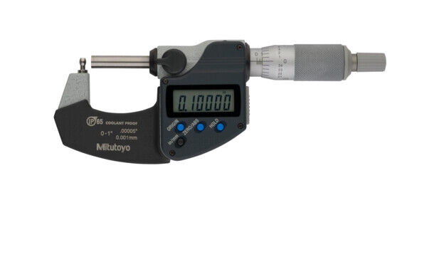 395-362-30 - Micrómetro Digimatic -Tubos Spherical Anvil Flat Spindle, 0-1", Mitutoyo