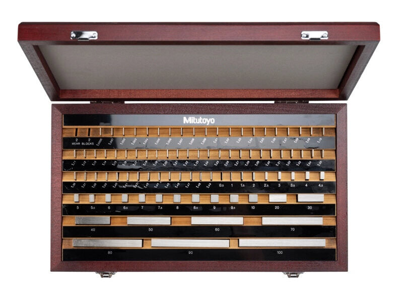 516-970-60 - Gauge Block Set, Métrico, certificado JCSS, ISO 88 blocos, Grau 0, aço, Mitutoyo