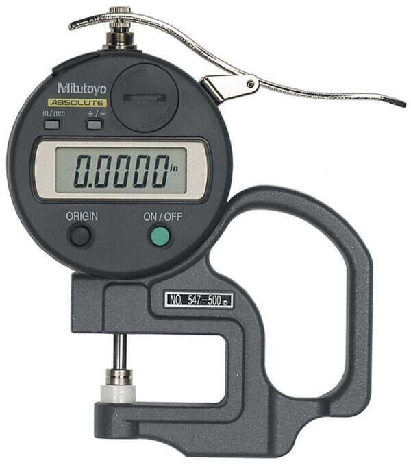 547-500S - Medidor de Espessuras ABSOLUTE Digimatic Polegadas/Métrico, 0-0,47", 0,0005", Standard, Mitutoyo