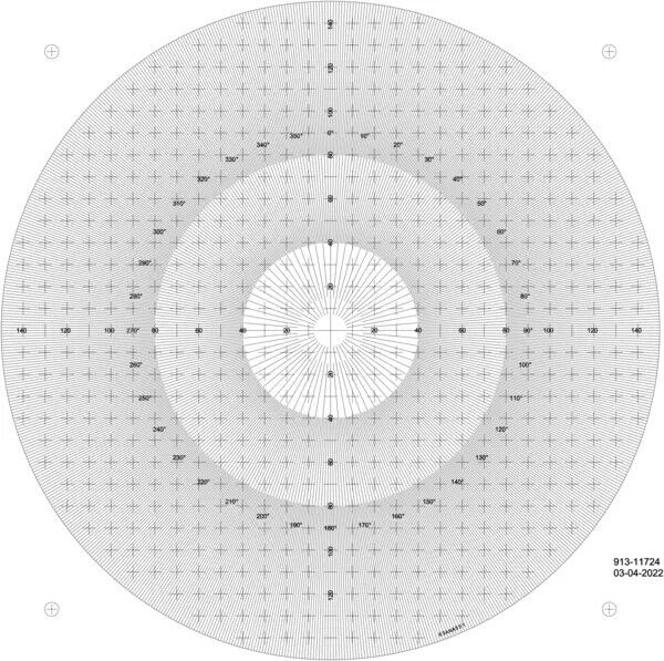 63AAA551 - Protractor chart ø 300 mm,Overlay chart para measuring projector, Mitutoyo