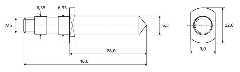 63DIA008 - Rockwell diamond indenter, long typecom DAkkS calibration certificate conparaming to ISO 6508-2 com function test