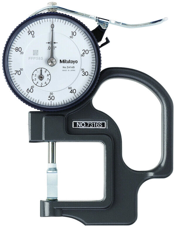 7316A - Dial comparador Thickness Gauge 0-0,5", 0,001, Groove Depth, Blade Contact Elements, Mitutoyo