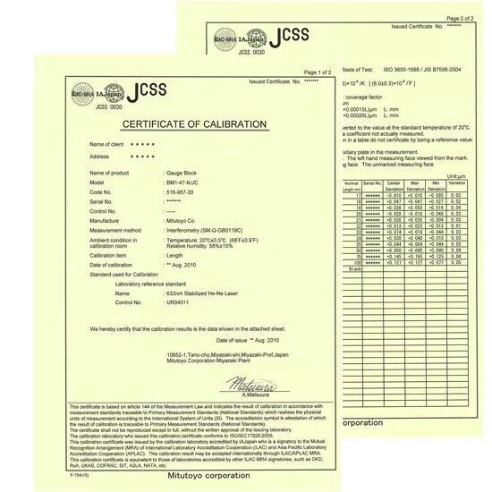 516-370-60 - Gauge Block Set, Métrico, certificado JCSS, ISO 88 blocos, Grau 0, Cerâmica, Mitutoyo