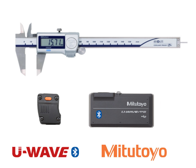 500-719-20-BT - Conjunto Paquímetro U-Wave Bluetooth (500-719-20 + 264-624 + 02AZF310) Vareta redonda, Rolete, Mitutoyo
